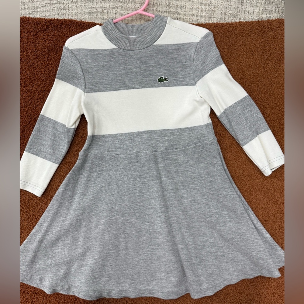 Lacoste Girls Striped Turtleneck Dress